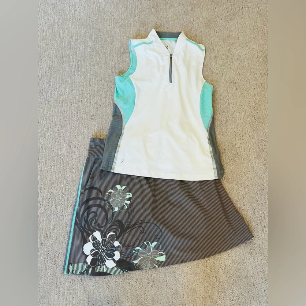 Tail Floral Taupe Teal Skort